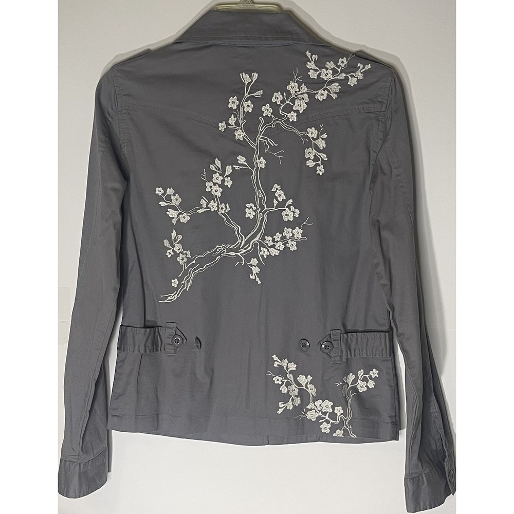 Stetson Western‎ Shirt Jacket Women Small Gray Embroidered Long Sleeve Cowgirl - Picture 2 of 10